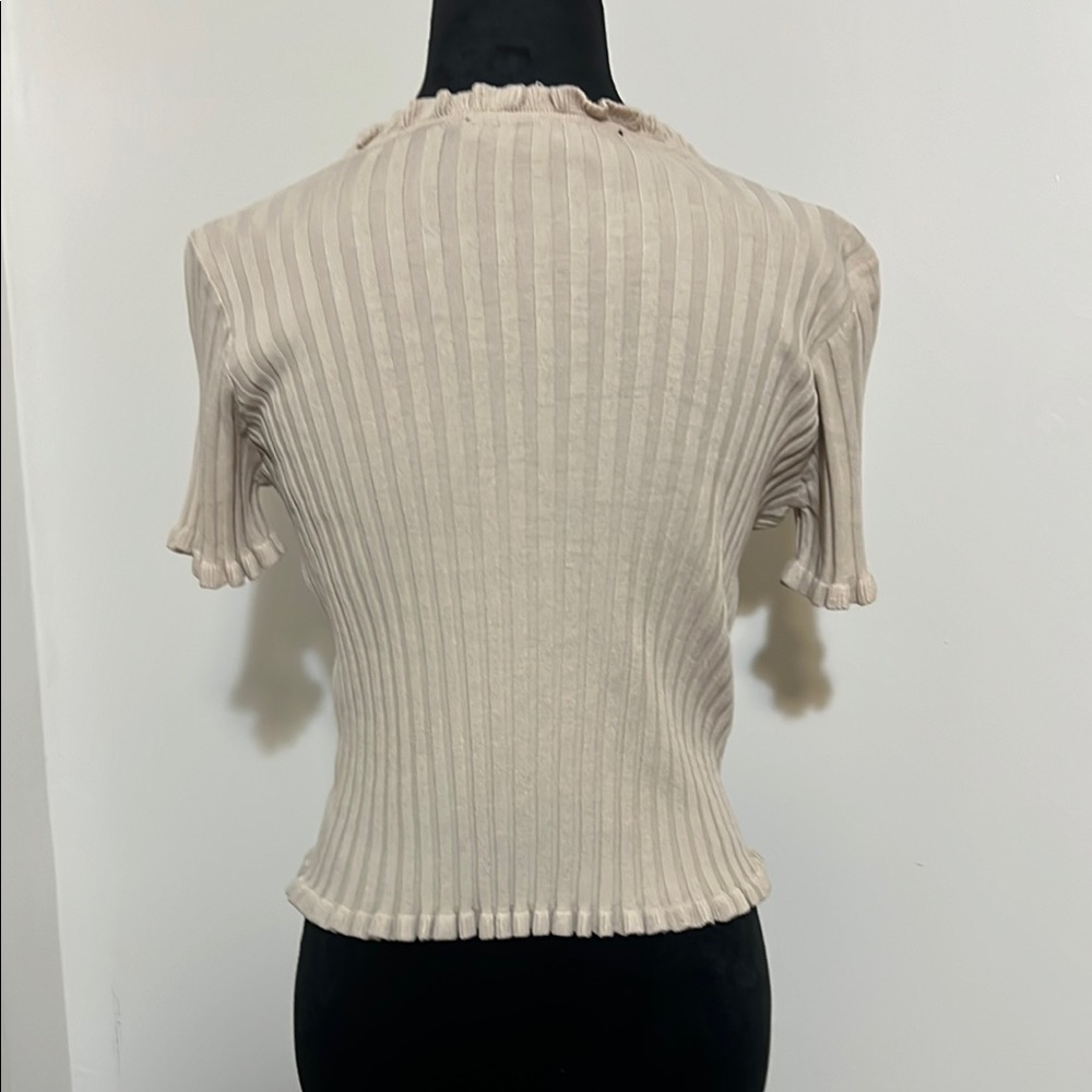 HYFVE Cream Ribbed Button-Up Top - Picture 3 of 3